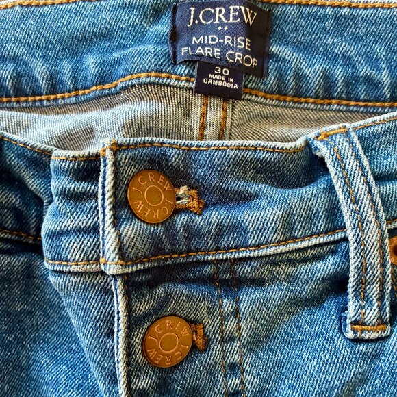 J. Crew Mid-Rise Flare Crop Jeans - Picture 1 of 3